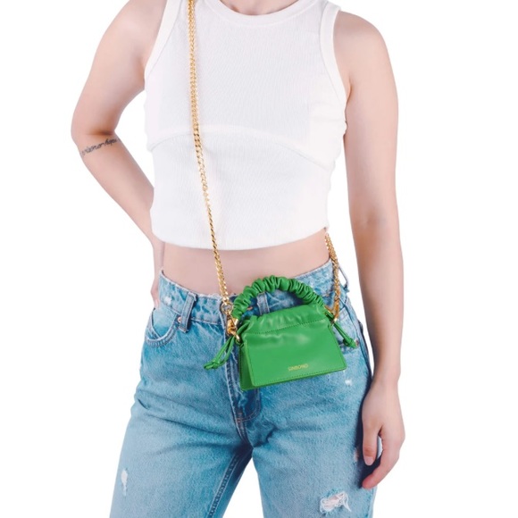 Sinbono Vegan Mini Drawstring Handbag - Grass Green - Picture 2 of 8